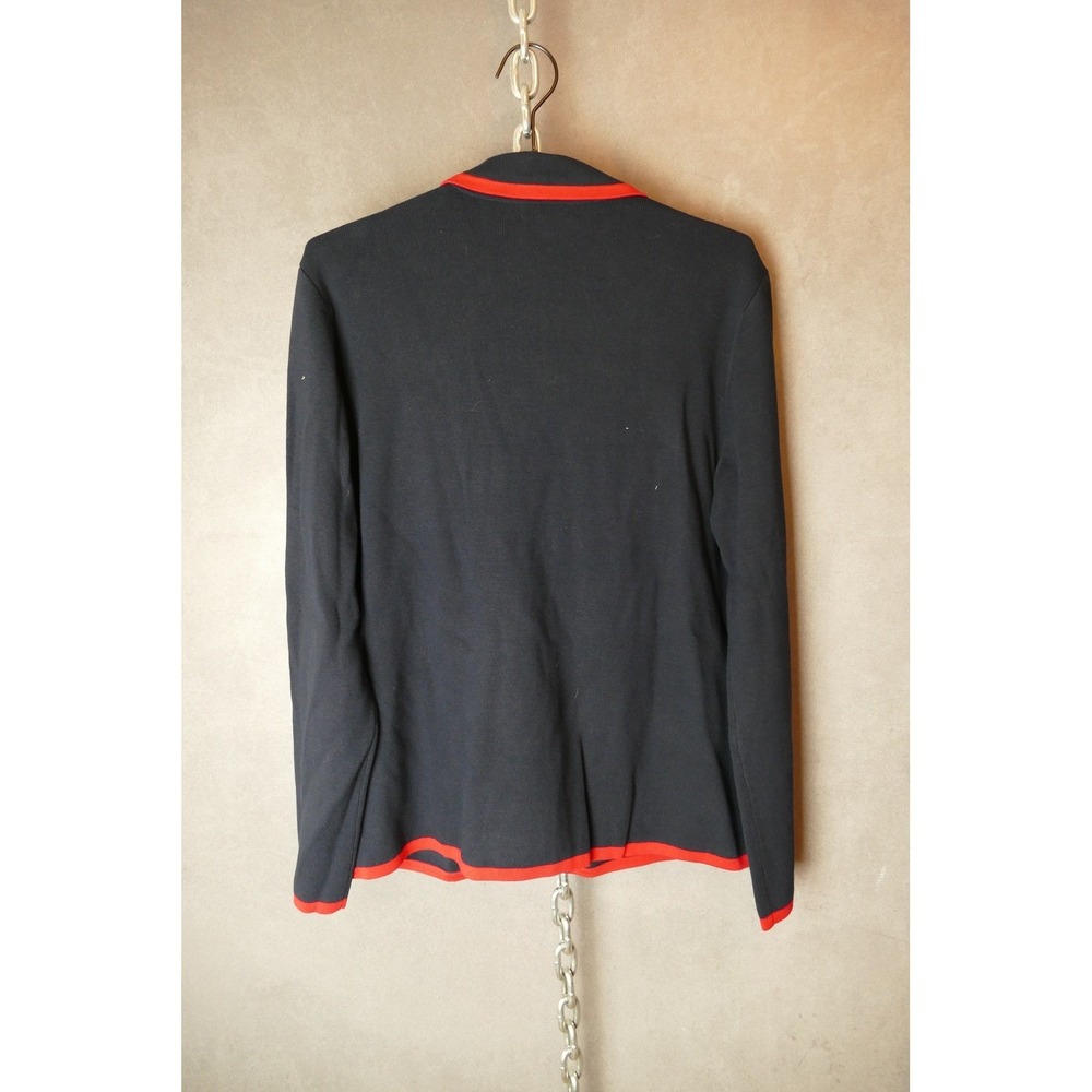 Brooks Brothers Red Fleece Navy Blue Knit Blazer Cardigan Red Trim‎ Large Women - Picture 2 of 13